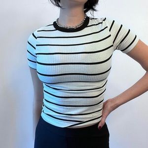 Black and White striped casual shirt
